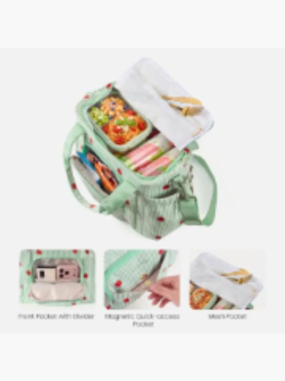 Insulated Lunch Tote Bag with Detachable Bow, 3-Layer Leakproof Adult Cooler
